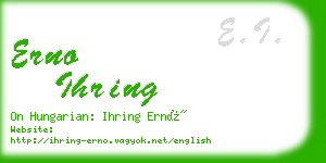 erno ihring business card